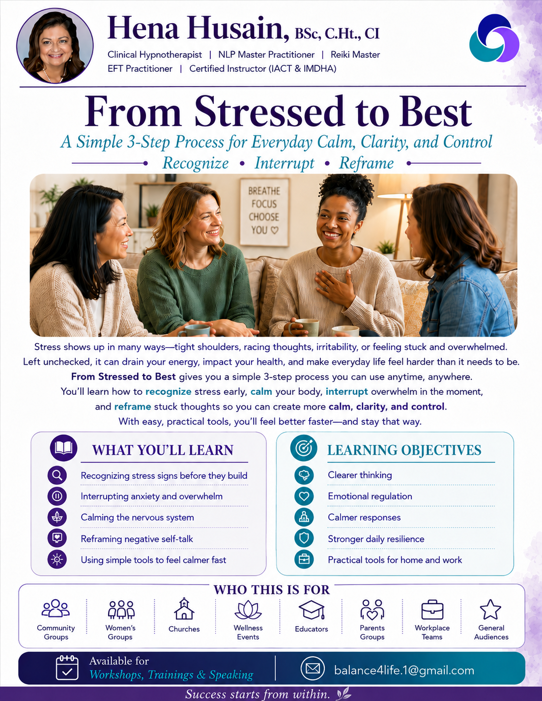One-pager for From Stressed to Best