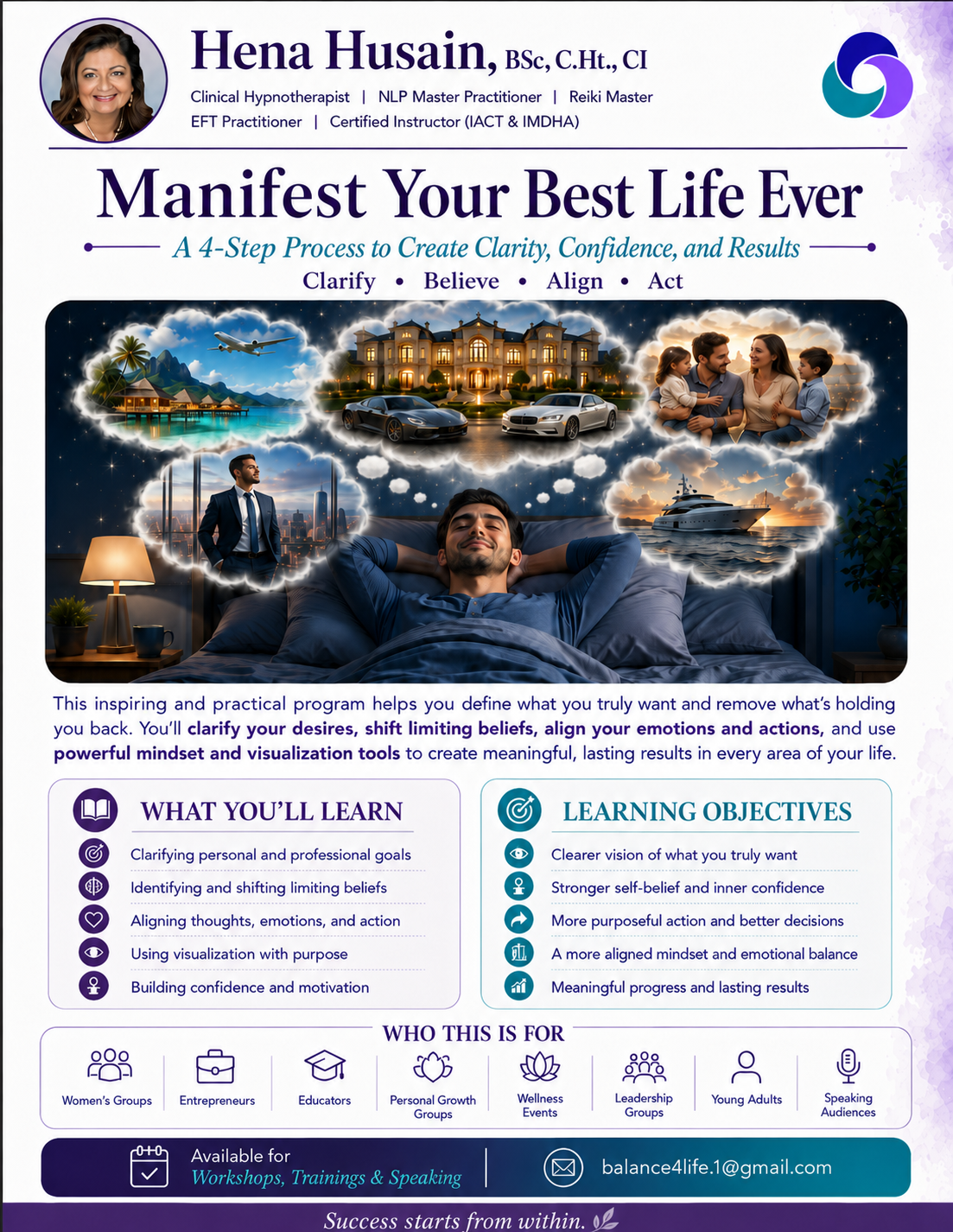 One-pager for Manifest Your Best Life Ever