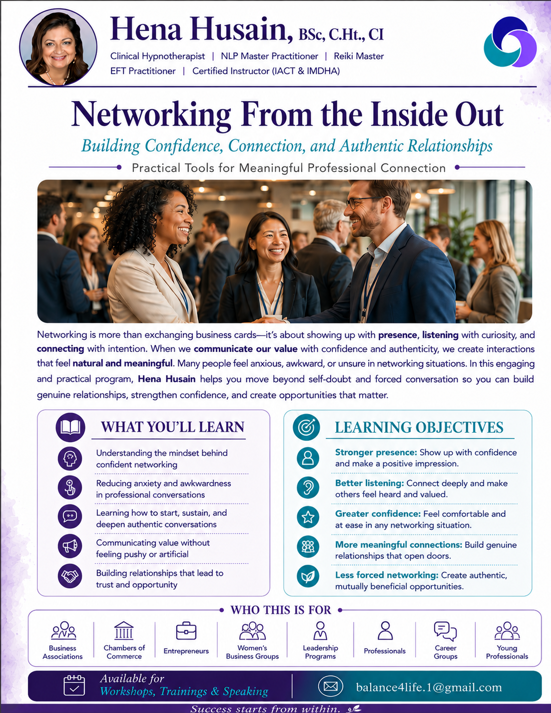 One-pager for Networking From the Inside Out