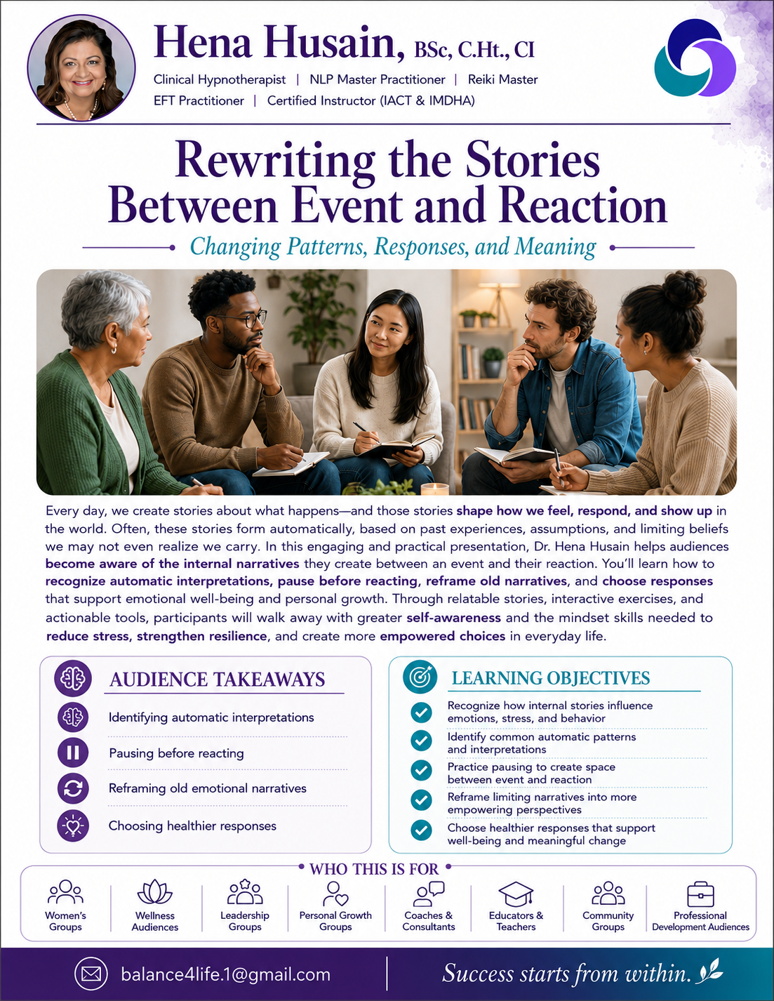 One-pager for Rewriting the Stories Between Event and Reaction